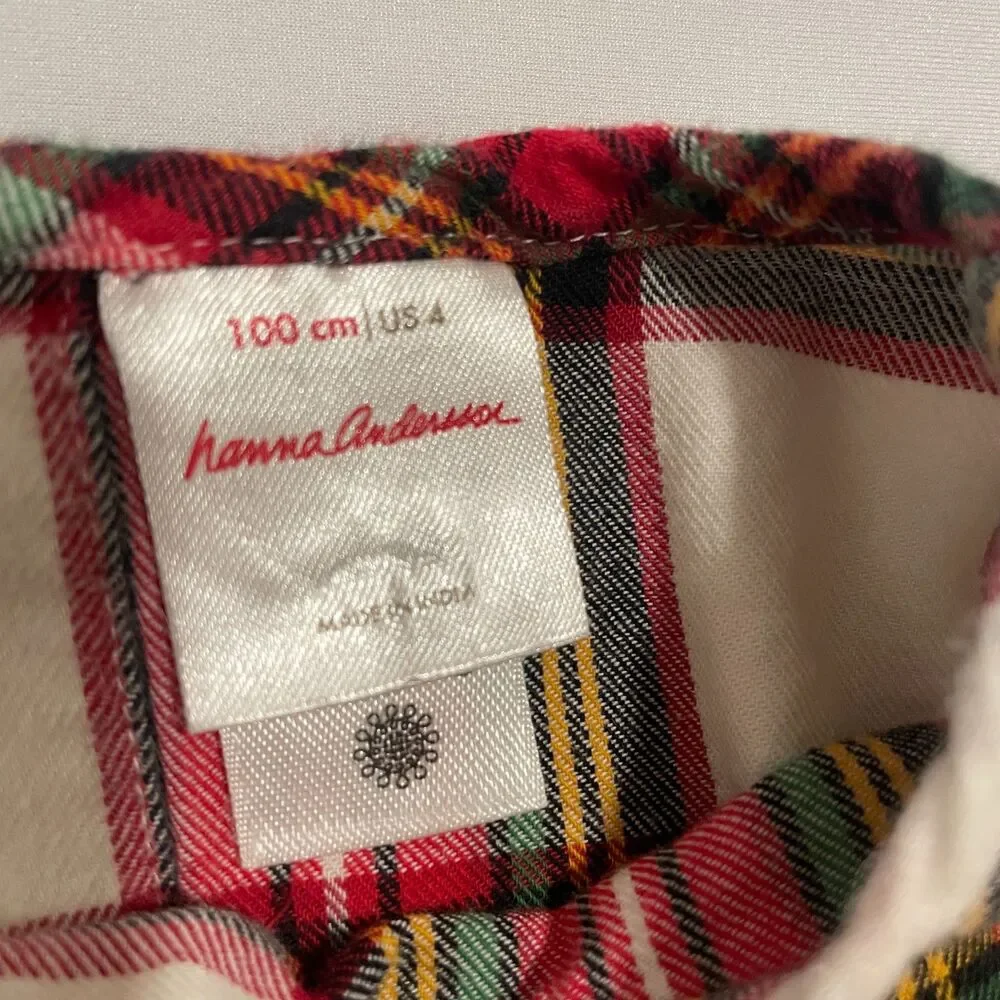 ~ Hanna Andersson 4 Plaid Flannel Top Long Sleeves Soft Red Green Black Shirt